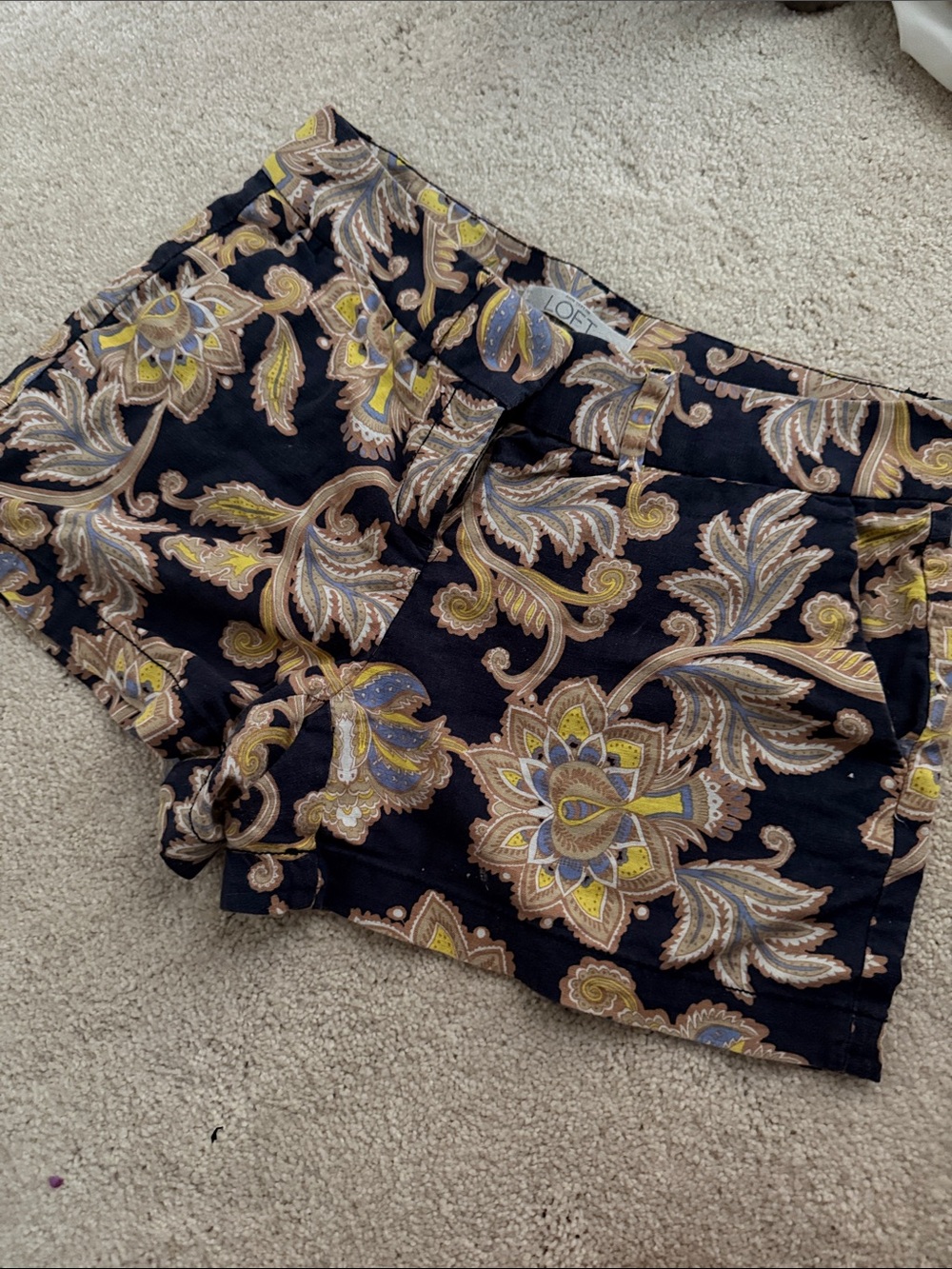 LOFT Black Floral Paisley Print Women's Shorts